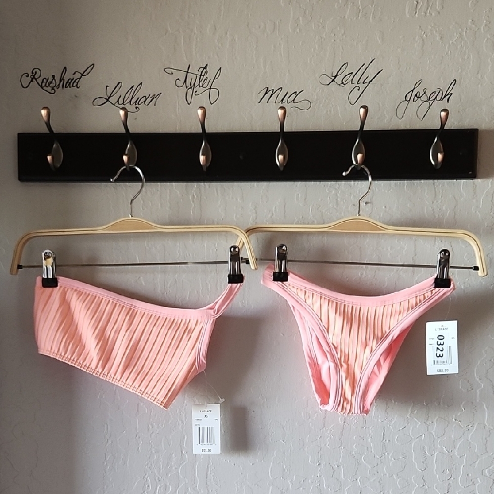 XS L Space Peach 2 Piece Ribbed Bikini
